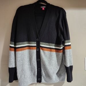 Vince Camuto Cardigan Black Grey Tan Size Large